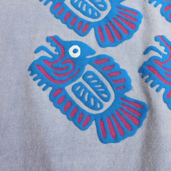 Vintage Anvil T-Shirt Blue Totem Fish 2-Side Graphic Tee L/XL? Single-Stitch USA - Picture 5 of 16